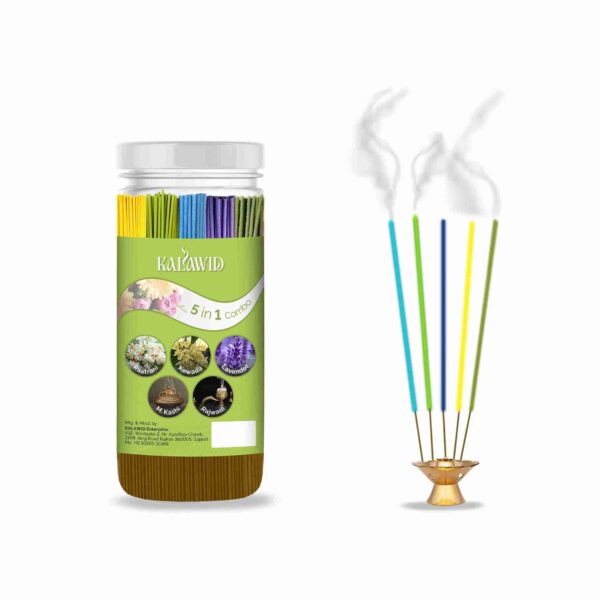 Kalawid Incense Sticks - Agarbatti - Fragrance Sticks - Combo of 5 Raatrani, Kewada, Lavender, M.kashi, Rajwadi 250 Incense Sticks, Pooja Items Spiritual (250, Set of 1)